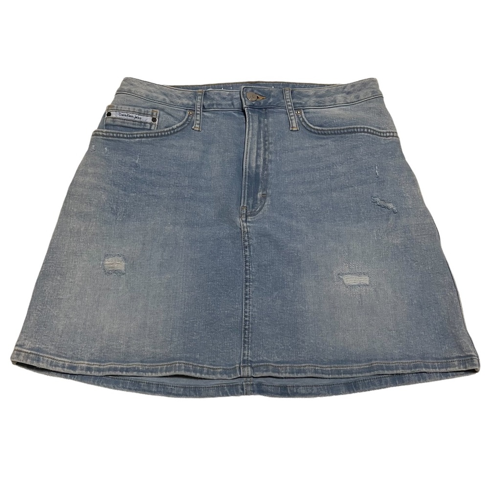 Calvin Klein Distressed Jean Skirt